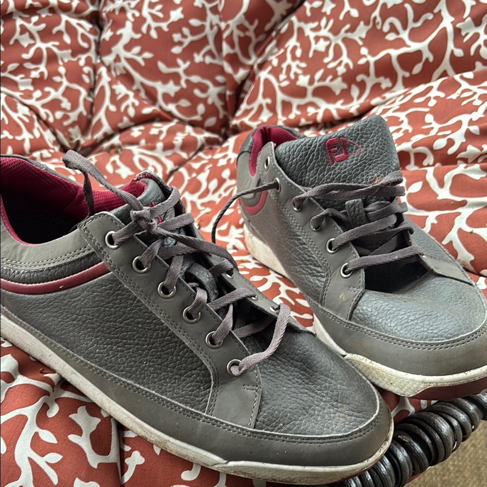 Gray and Burgundy Sneakers